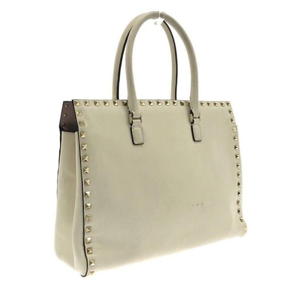 VALENTINOGARAVANI Cream Leather Tote Bag - Picture 2 of 12
